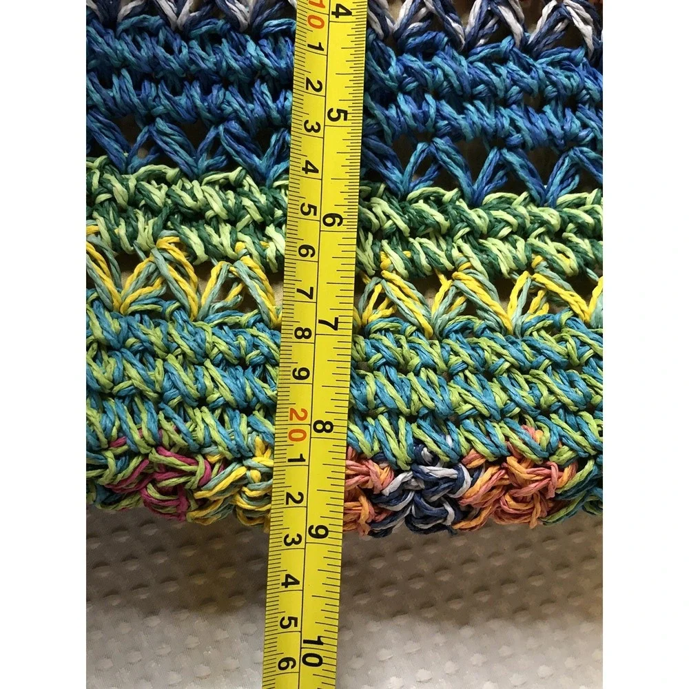 Orvis  - Tote/Bag - Multicolored - Woven Straw Shoulder Bag With Bead Ornaments